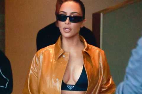 Kim Kardashian steps out in a PVC leather look for Milan Fashion Week 2022