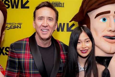 Nicolas Cage is joined by pregnant wife Riko Shibata at the screening of The Unbearable Weight of..