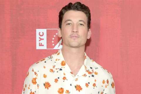 Miles Teller wears a floral print shirt to the FYC event The Offer.