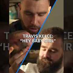 Travis Kelce Tries Carrying Jason’s Baby Girl For The First Time | Kelce Documentary